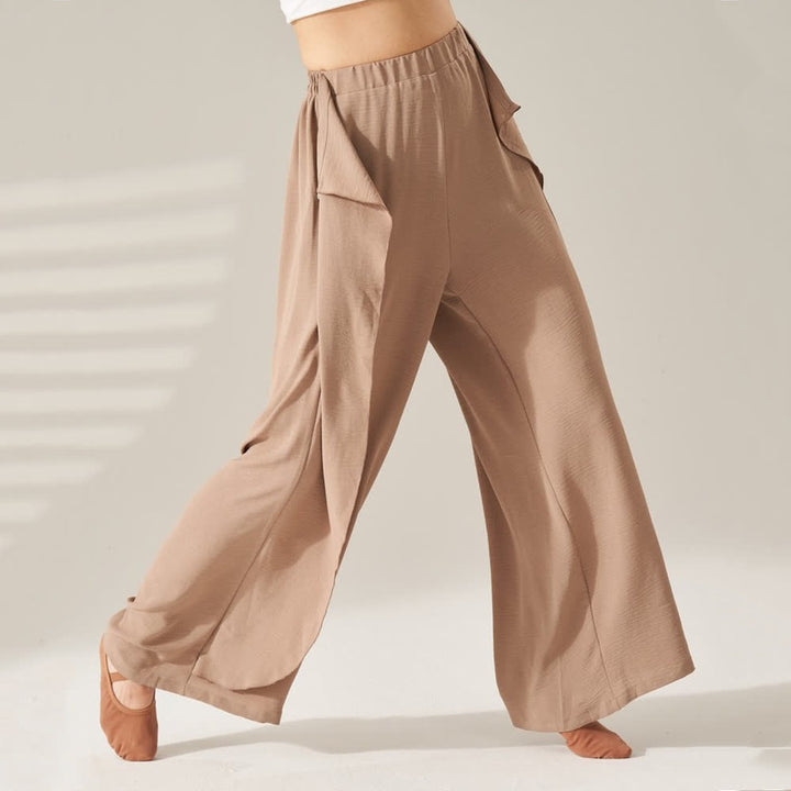 Olivenorma Pantaloni da yoga elastici a gamba larga in poliestere - Cachi - XL - image 6