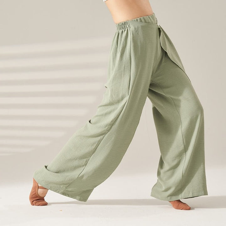 Olivenorma Pantaloni da yoga elastici a gamba larga in poliestere - Verde - XL - image 4