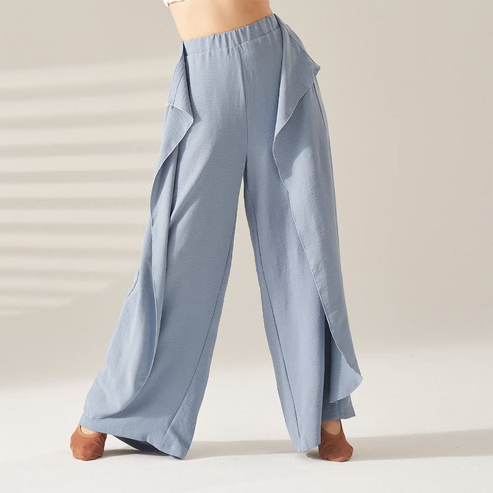 Olivenorma Pantaloni da yoga elastici a gamba larga in poliestere - Blu - XL - image 3