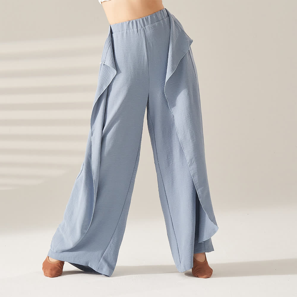 Olivenorma Pantaloni da yoga elastici a gamba larga in poliestere - Blu - XL - image 2