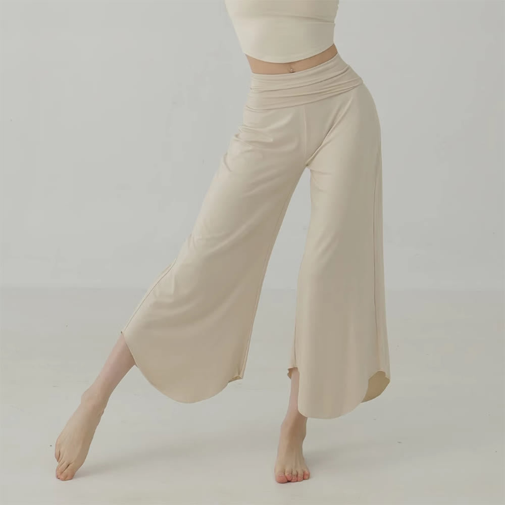 Olivenorma - Pantaloni da yoga a vita alta da donna, tinta unita  - Crema - L - image 0