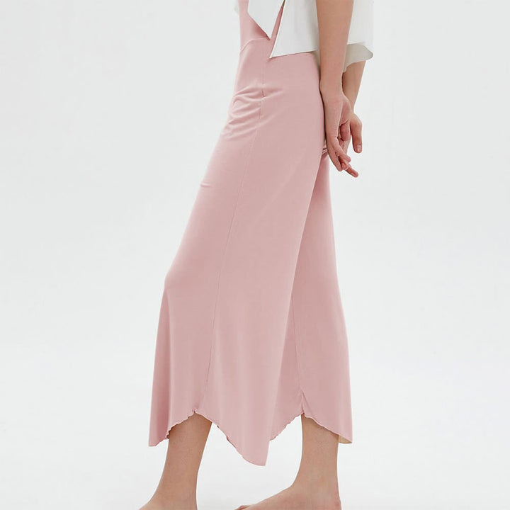 Olivenorma - Pantaloni da yoga larghi a vita alta e svasati, tinta unita - Rosa - L - image 11