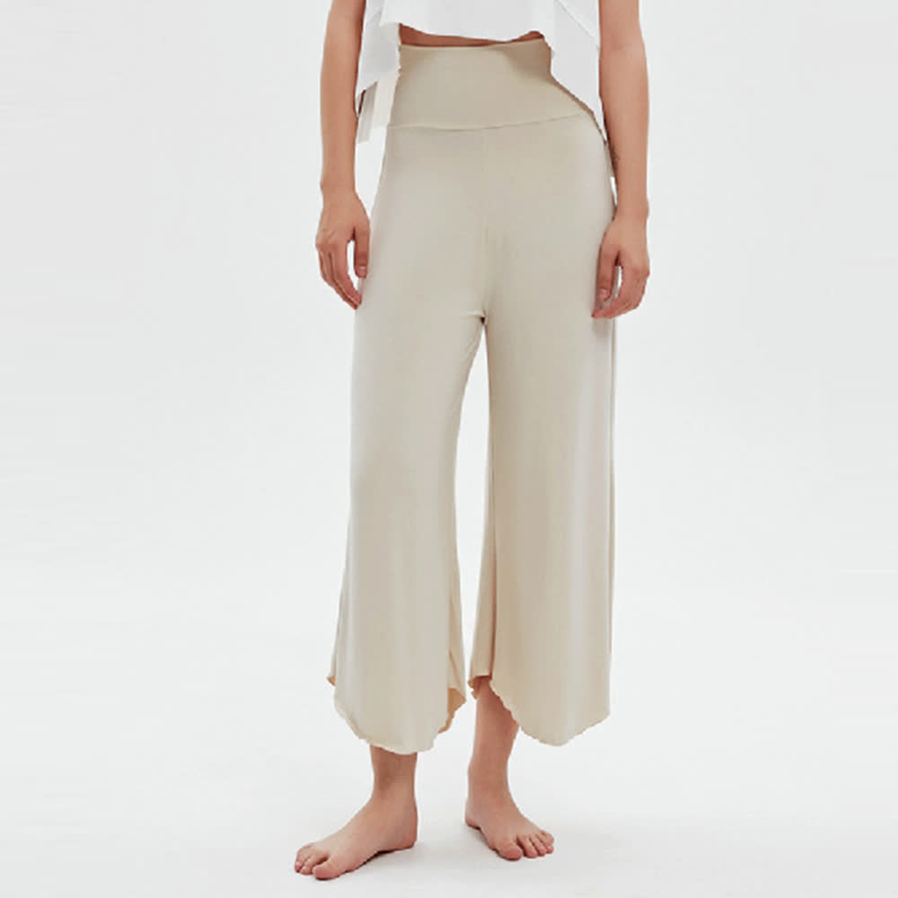 Olivenorma - Pantaloni da yoga larghi a vita alta e svasati, tinta unita - image 4