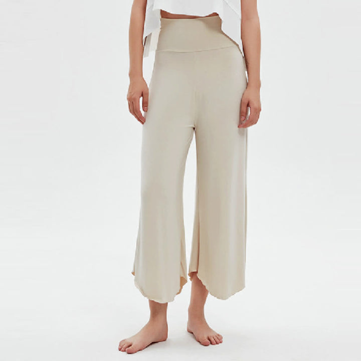 Olivenorma - Pantaloni da yoga larghi a vita alta e svasati, tinta unita - image 4
