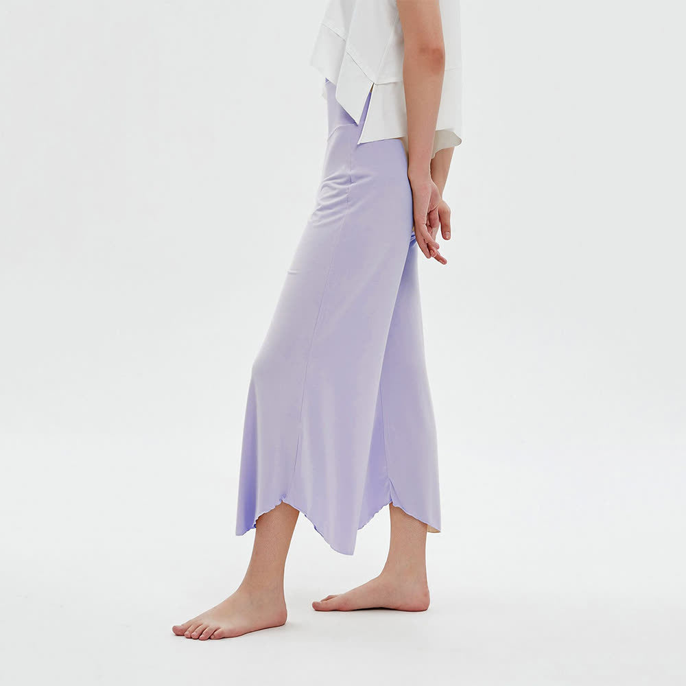 Olivenorma - Pantaloni da yoga larghi a vita alta e svasati, tinta unita - Viola - L - image 13