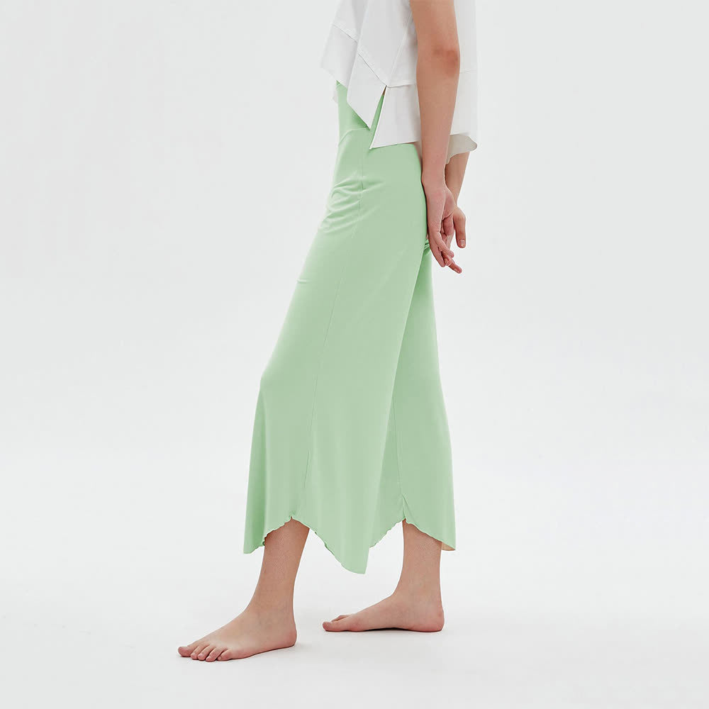 Olivenorma - Pantaloni da yoga larghi a vita alta e svasati, tinta unita - Verde - L - image 12