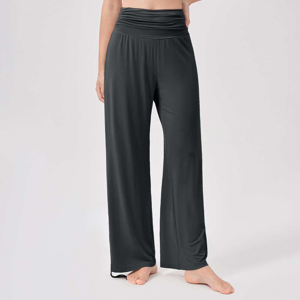 Pantaloni da yoga larghi e arricciati in viscosa Olivenorma a vita alta - image 36
