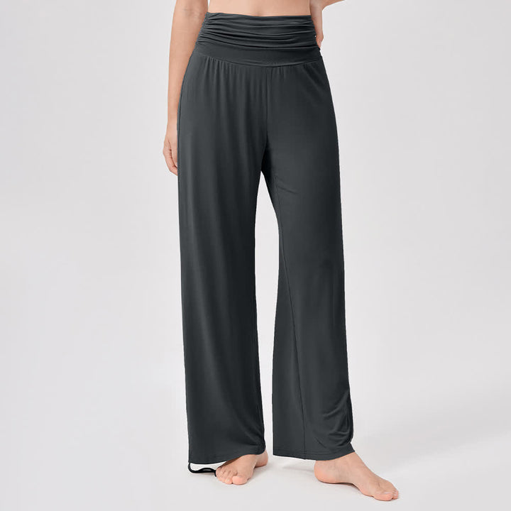 Pantaloni da yoga larghi e arricciati in viscosa Olivenorma a vita alta - image 36