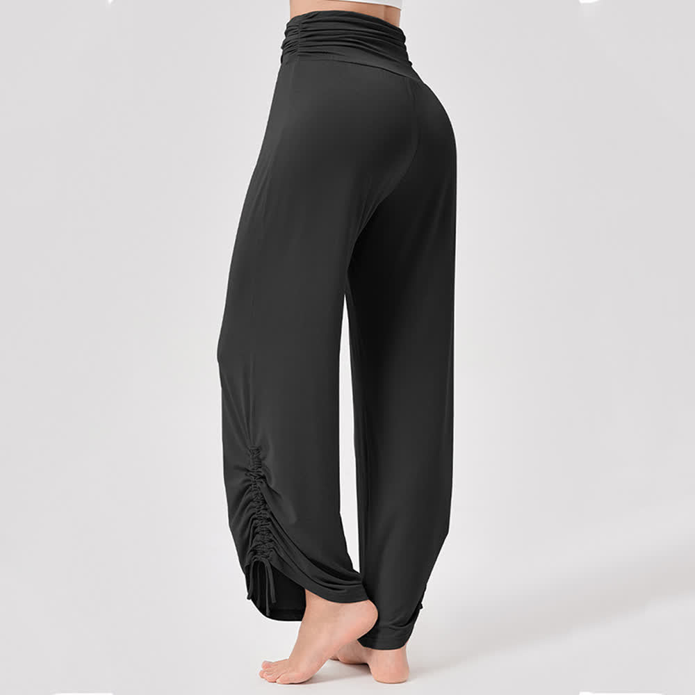 Pantaloni da yoga larghi e arricciati in viscosa Olivenorma a vita alta - image 27