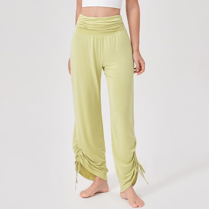 Pantaloni da yoga larghi e arricciati in viscosa Olivenorma a vita alta - Giallo - XL - image 6