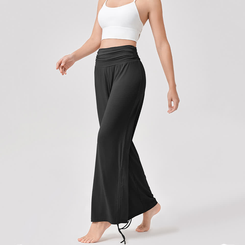Pantaloni da yoga larghi e arricciati in viscosa Olivenorma a vita alta - image 31