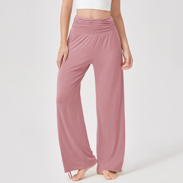 Pantaloni da yoga larghi e arricciati in viscosa Olivenorma a vita alta - image 24