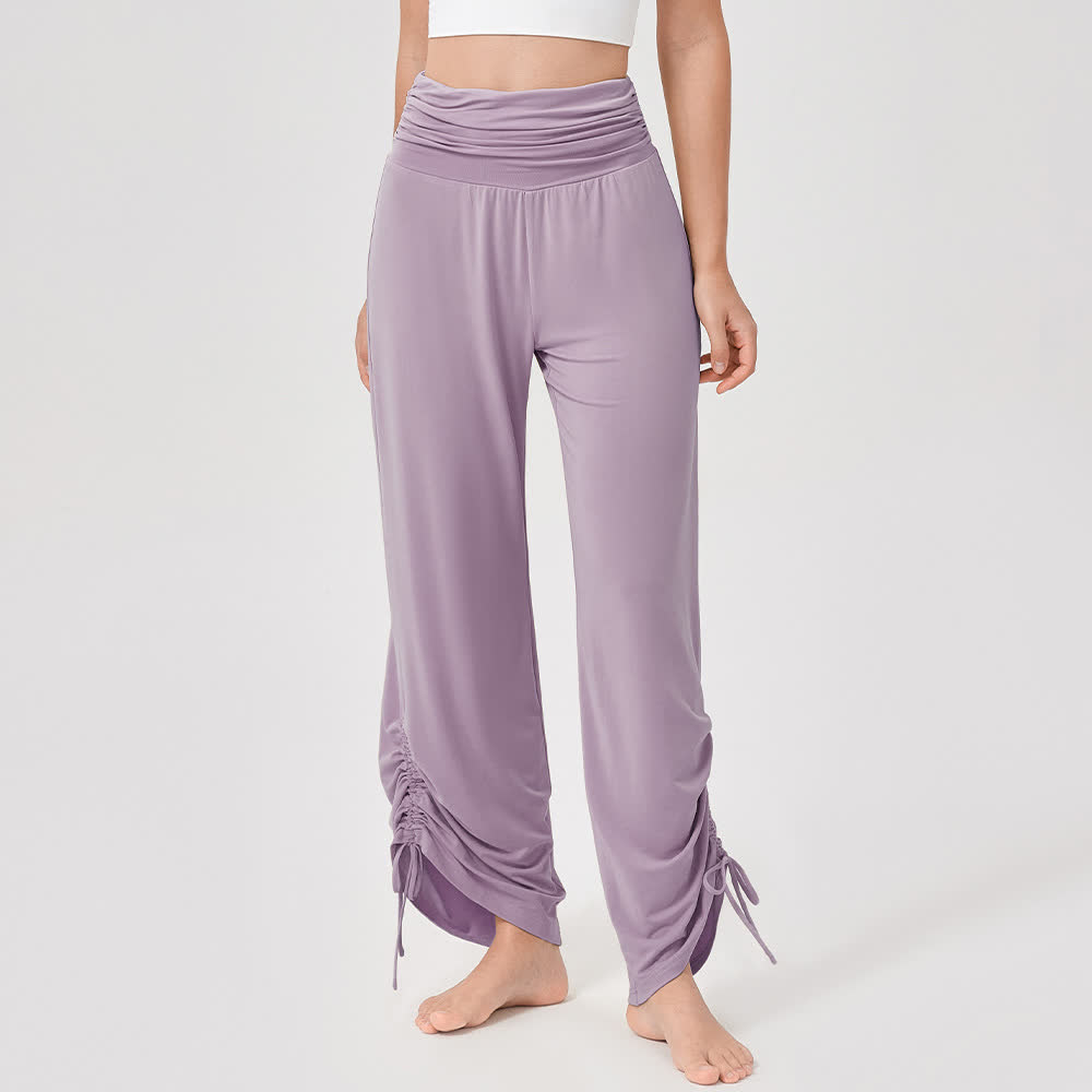 Pantaloni da yoga larghi e arricciati in viscosa Olivenorma a vita alta - Viola - XL - image 16
