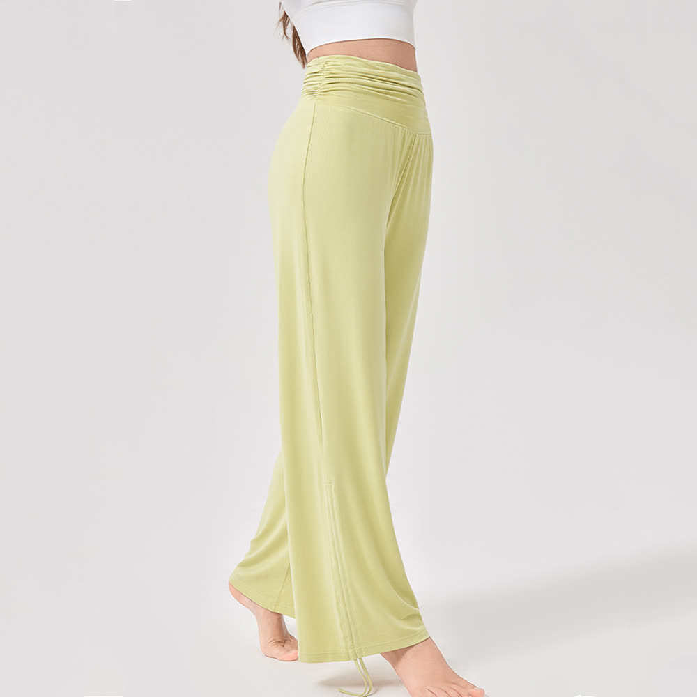 Pantaloni da yoga larghi e arricciati in viscosa Olivenorma a vita alta - image 7