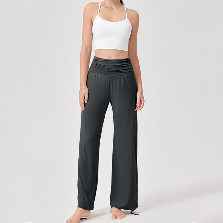 Pantaloni da yoga larghi e arricciati in viscosa Olivenorma a vita alta - image 37