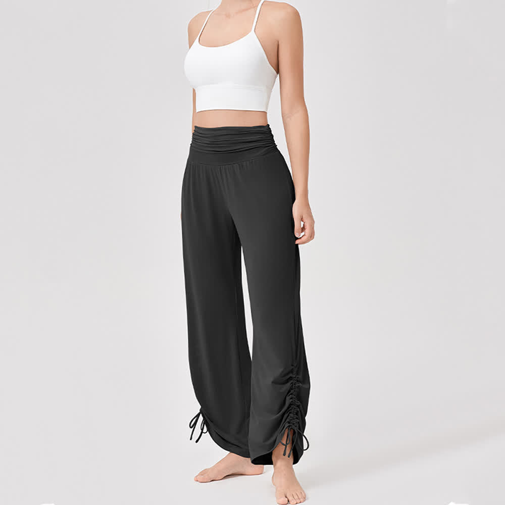 Pantaloni da yoga larghi e arricciati in viscosa Olivenorma a vita alta - image 30