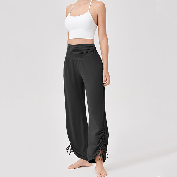 Pantaloni da yoga larghi e arricciati in viscosa Olivenorma a vita alta - image 29