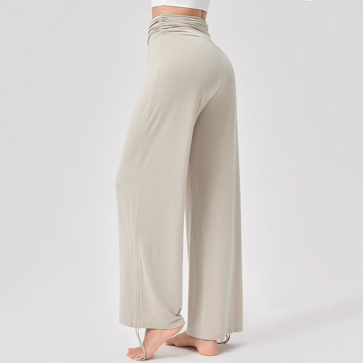 Pantaloni da yoga larghi e arricciati in viscosa Olivenorma a vita alta - image 2