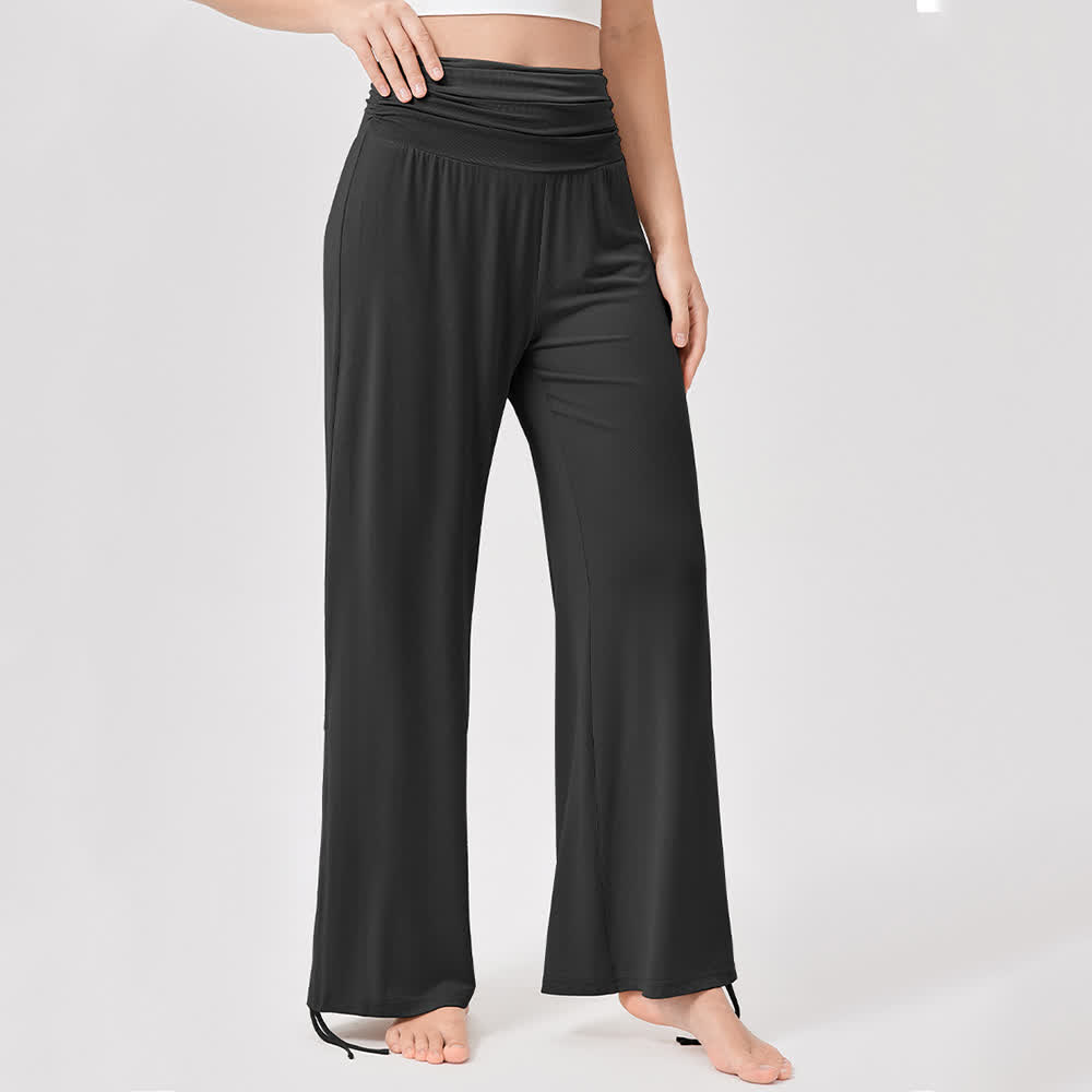 Pantaloni da yoga larghi e arricciati in viscosa Olivenorma a vita alta - image 31