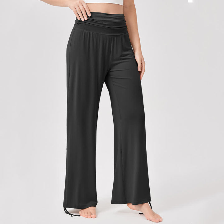 Pantaloni da yoga larghi e arricciati in viscosa Olivenorma a vita alta - image 31