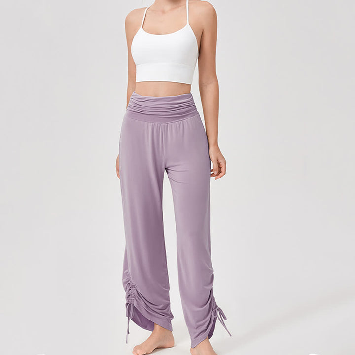 Pantaloni da yoga larghi e arricciati in viscosa Olivenorma a vita alta - image 21