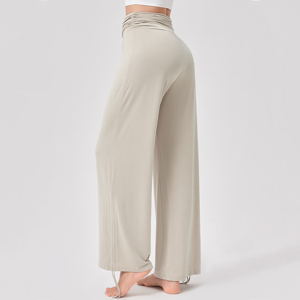 Pantaloni da yoga larghi e arricciati in viscosa Olivenorma a vita alta - image 1