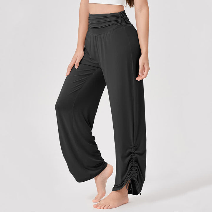 Pantaloni da yoga larghi e arricciati in viscosa Olivenorma a vita alta - image 29