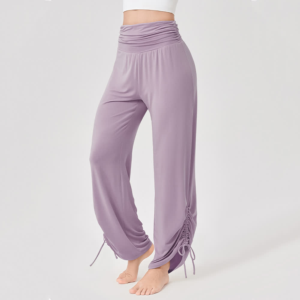 Pantaloni da yoga larghi e arricciati in viscosa Olivenorma a vita alta - image 18