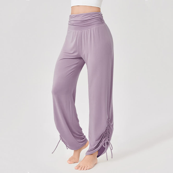 Pantaloni da yoga larghi e arricciati in viscosa Olivenorma a vita alta - image 18
