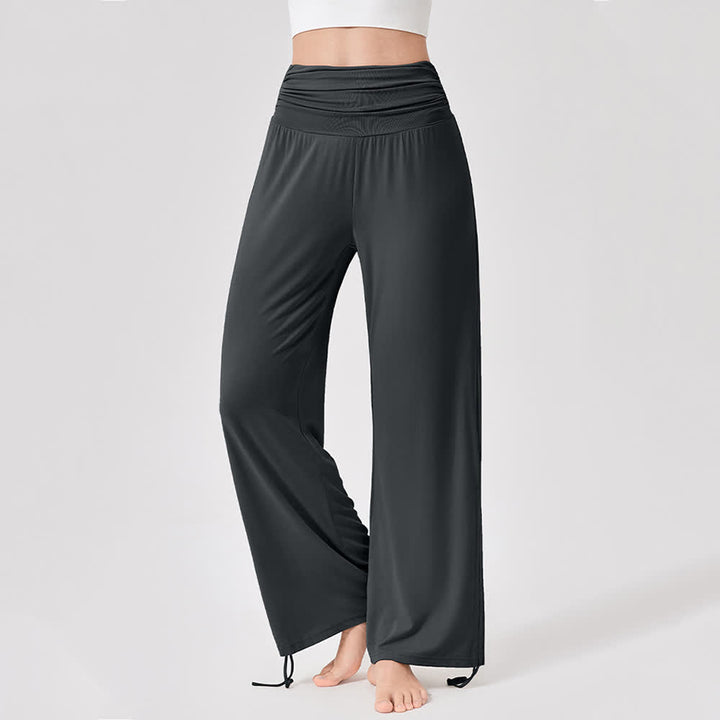 Pantaloni da yoga larghi e arricciati in viscosa Olivenorma a vita alta - Grigio - XL - image 33