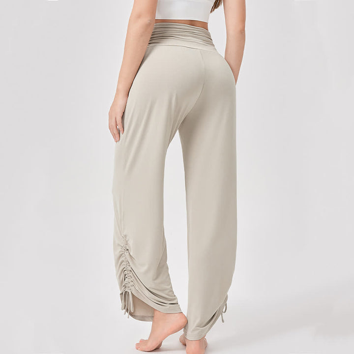 Pantaloni da yoga larghi e arricciati in viscosa Olivenorma a vita alta - image 3