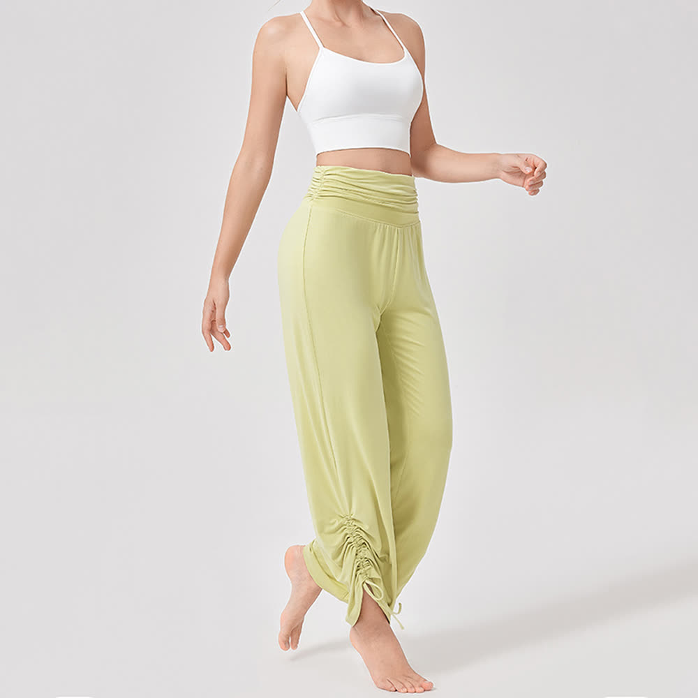 Pantaloni da yoga larghi e arricciati in viscosa Olivenorma a vita alta - image 11