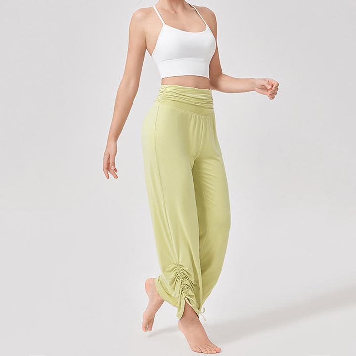 Pantaloni da yoga larghi e arricciati in viscosa Olivenorma a vita alta - image 11