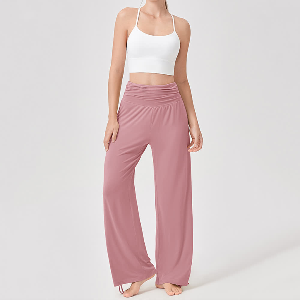 Pantaloni da yoga larghi e arricciati in viscosa Olivenorma a vita alta - image 25