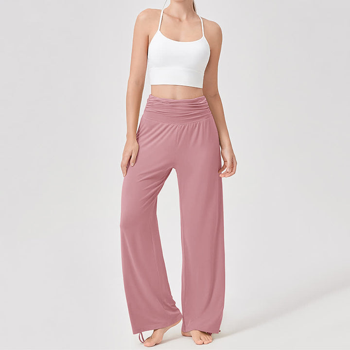 Pantaloni da yoga larghi e arricciati in viscosa Olivenorma a vita alta - image 25