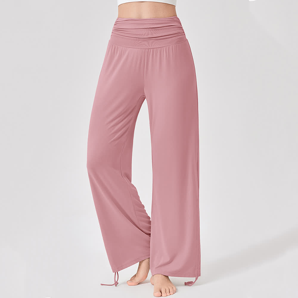 Pantaloni da yoga larghi e arricciati in viscosa Olivenorma a vita alta - Rosa - XL - image 21