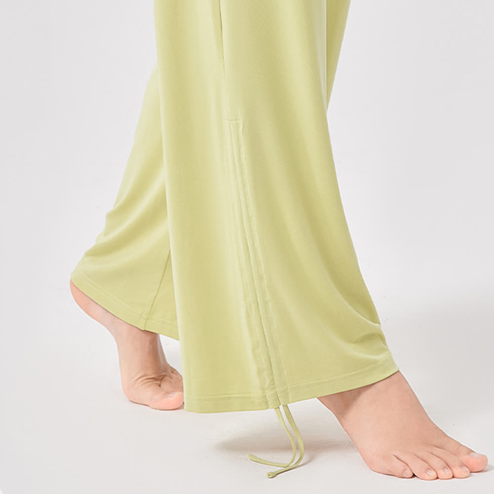 Pantaloni da yoga larghi e arricciati in viscosa Olivenorma a vita alta - image 9