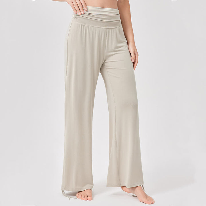 Pantaloni da yoga larghi e arricciati in viscosa Olivenorma a vita alta - image 3