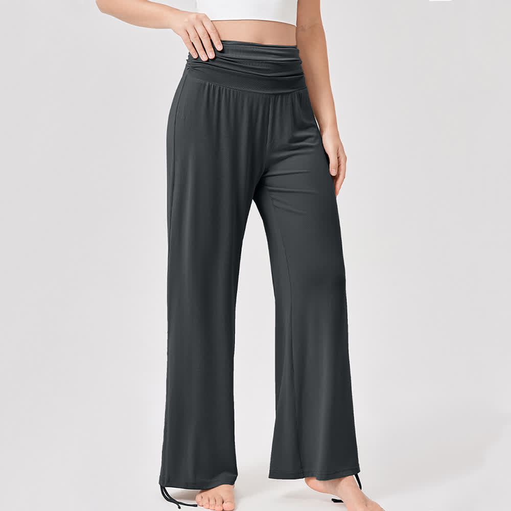 Pantaloni da yoga larghi e arricciati in viscosa Olivenorma a vita alta - image 34