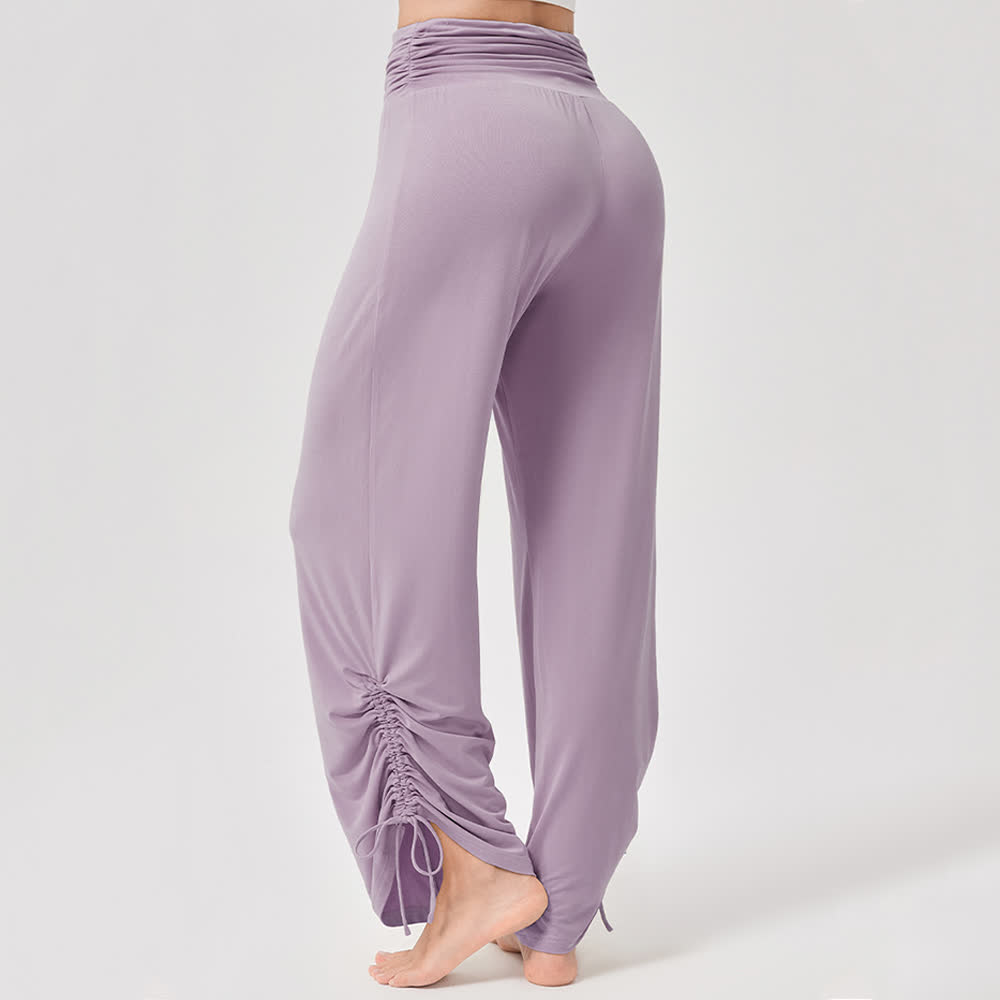 Pantaloni da yoga larghi e arricciati in viscosa Olivenorma a vita alta - image 19