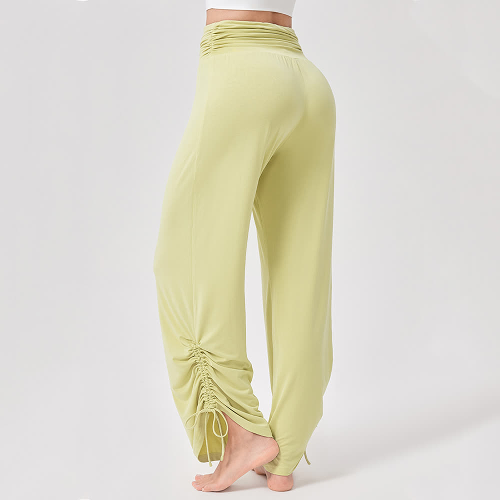 Pantaloni da yoga larghi e arricciati in viscosa Olivenorma a vita alta - image 8