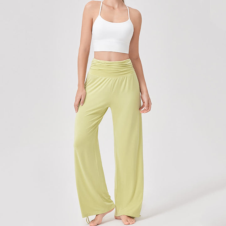 Pantaloni da yoga larghi e arricciati in viscosa Olivenorma a vita alta - image 13