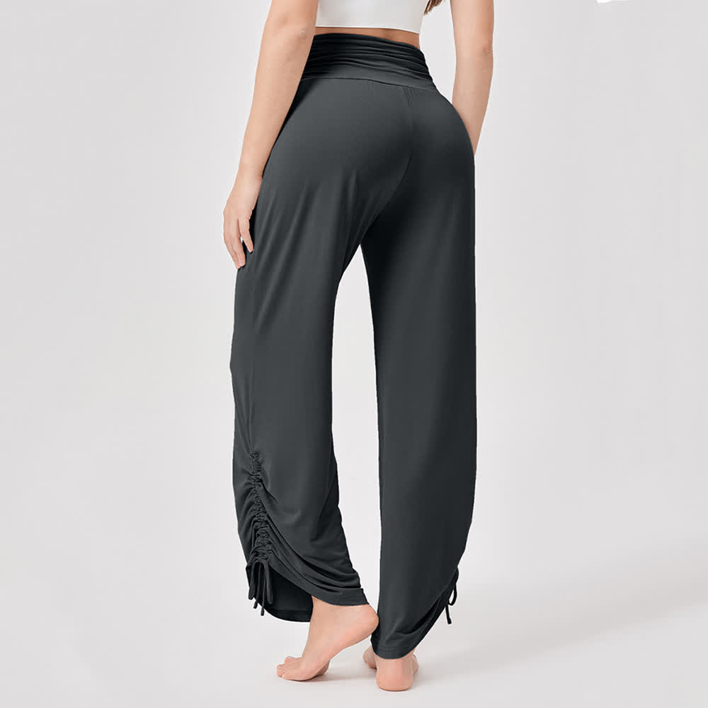 Pantaloni da yoga larghi e arricciati in viscosa Olivenorma a vita alta - image 34