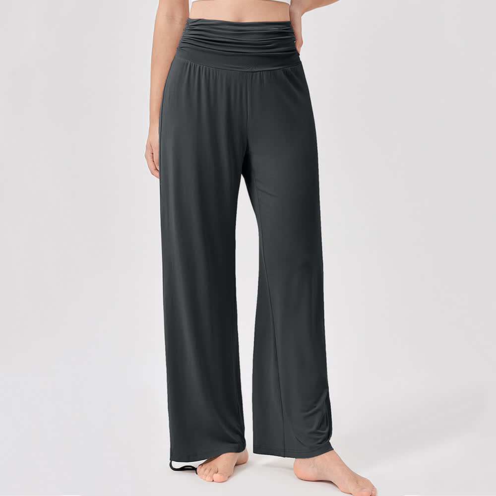 Pantaloni da yoga larghi e arricciati in viscosa Olivenorma a vita alta - image 36