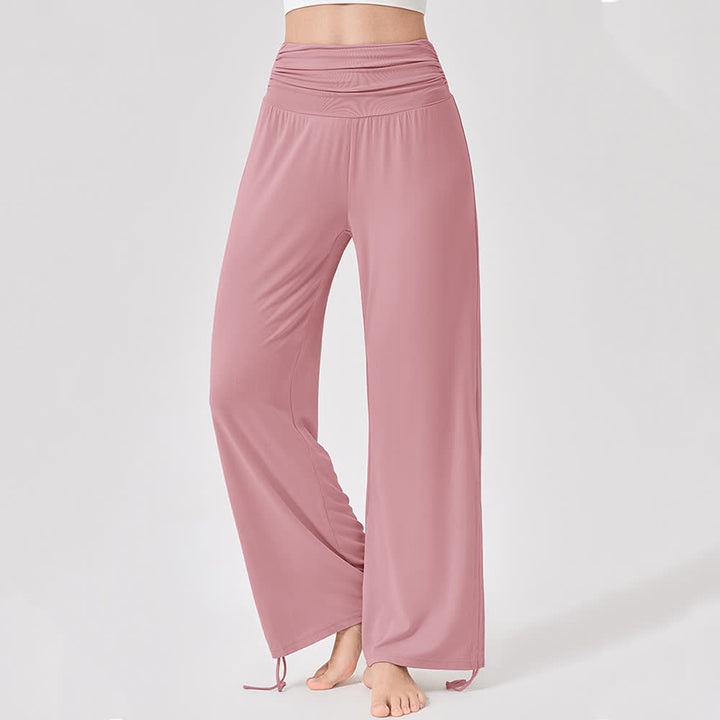 Pantaloni da yoga larghi e arricciati in viscosa Olivenorma a vita alta - Rosa - XL - image 22