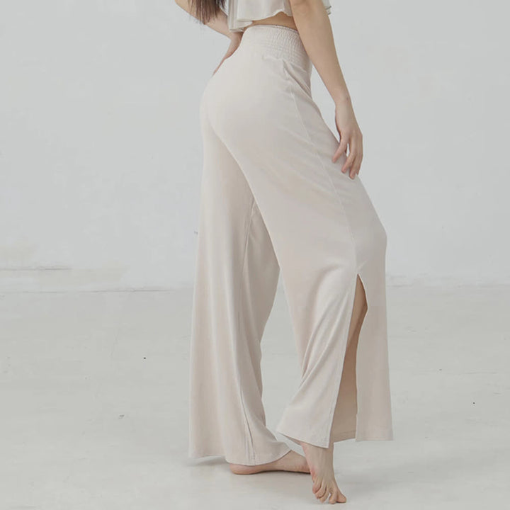 Pantaloni da yoga con spacchi a vita alta e gamba larga in cotone Olivenorma - image 4