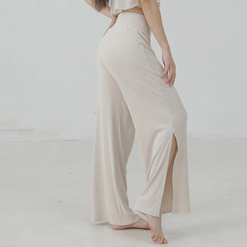 Pantaloni da yoga con spacchi a vita alta e gamba larga in cotone Olivenorma - image 3