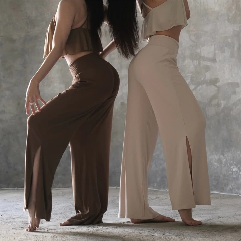 Pantaloni da yoga con spacchi a vita alta e gamba larga in cotone Olivenorma - image 12