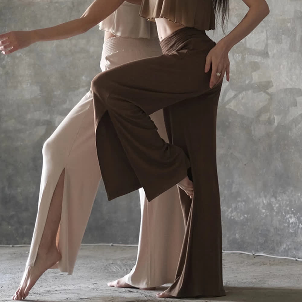 Pantaloni da yoga con spacchi a vita alta e gamba larga in cotone Olivenorma - image 8
