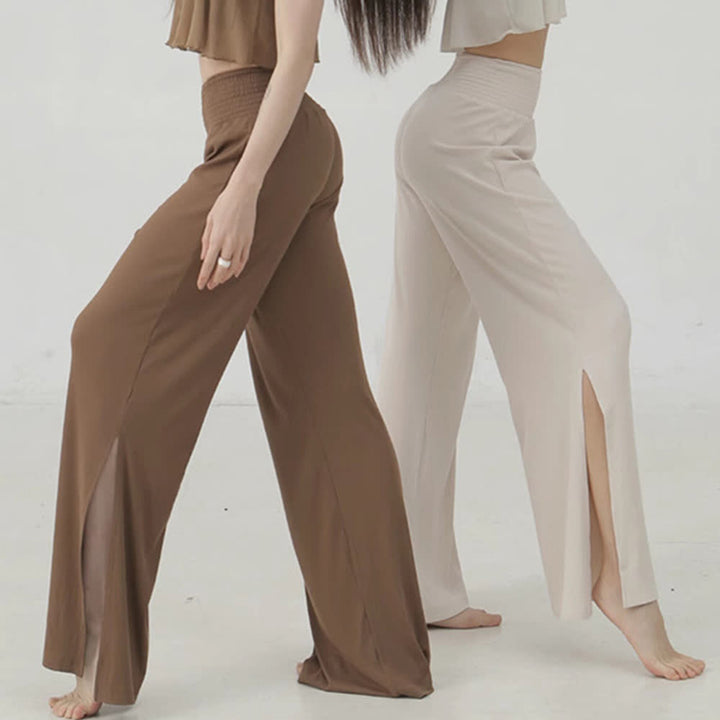 Pantaloni da yoga con spacchi a vita alta e gamba larga in cotone Olivenorma - image 8